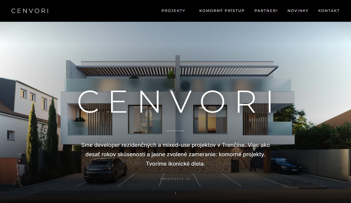 Cenvori — ukážka webu